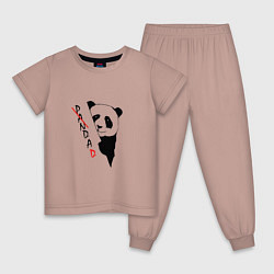 Пижама хлопковая детская Пандочка смешная, цвет: пыльно-розовый