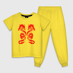 Пижама хлопковая детская КРАСНЫЕ ДРАКОНЫ RED DRAGON JAPAN STYLE, цвет: желтый