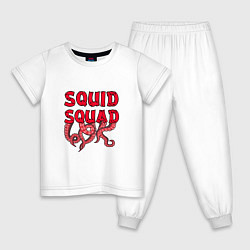 Пижама хлопковая детская Squid Squad, цвет: белый
