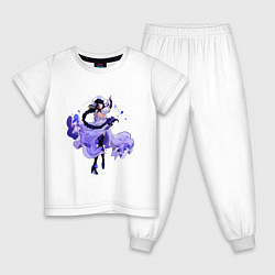 Пижама хлопковая детская Шогун Райден в красивом платье Геншин, цвет: белый