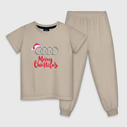 Пижама хлопковая детская AUDI MERRY CHRISTMAS, цвет: миндальный