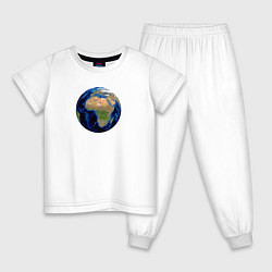Пижама хлопковая детская Планета солнечной системы земля, цвет: белый