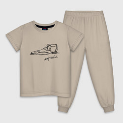 Пижама хлопковая детская Andy Warhol - signature, цвет: миндальный