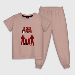 Пижама хлопковая детская De Papel Team, цвет: пыльно-розовый