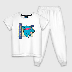 Пижама хлопковая детская Mr Beast Japan Coton, цвет: белый
