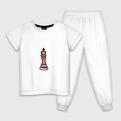 Пижама хлопковая детская Шахматный король граффити, цвет: белый