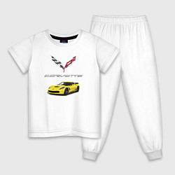 Пижама хлопковая детская Chevrolet Corvette motorsport, цвет: белый