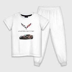 Пижама хлопковая детская Chevrolet Corvette - Motorsport racing team, цвет: белый