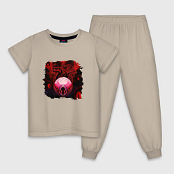 Пижама хлопковая детская Eye of Cthulhu, цвет: миндальный