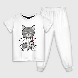 Пижама хлопковая детская Крестный Котец, цвет: белый
