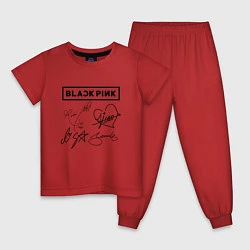 Пижама хлопковая детская BLACKPINK АВТОГРАФЫ ЧЁРНЫЙ БЛЭКПИНК, цвет: красный