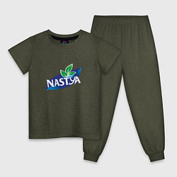 Пижама хлопковая детская Nestea Настя, цвет: меланж-хаки