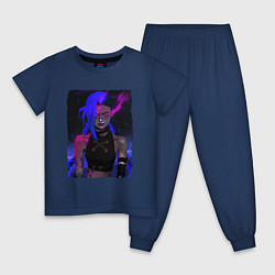 Пижама хлопковая детская JINX HERE ARCANE LEAGUE OF LEGENDS, цвет: тёмно-синий
