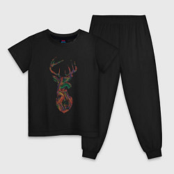 Пижама хлопковая детская Образ оленя из линий, цвет: черный