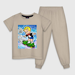 Пижама хлопковая детская Richie Rich ALEC ART, цвет: миндальный