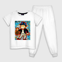 Пижама хлопковая детская Alec ART Monopoly, цвет: белый