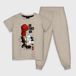 Пижама хлопковая детская Saitama One Punch, цвет: миндальный