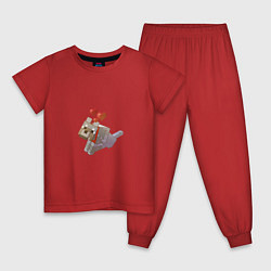 Пижама хлопковая детская Собака из Майнкрафт, цвет: красный