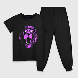 Пижама хлопковая детская Neon vanguard lion, цвет: черный
