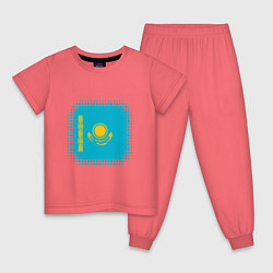 Пижама хлопковая детская Мой Казахстан, цвет: коралловый
