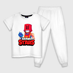 Пижама хлопковая детская Рисунок Грома из Brawl Stars, цвет: белый