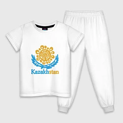 Пижама хлопковая детская Казахстан - Kazakhstan, цвет: белый