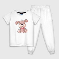 Пижама хлопковая детская Добрый песик, цвет: белый