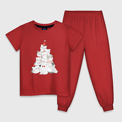 Пижама хлопковая детская КОТОЁЛКА новый год, цвет: красный