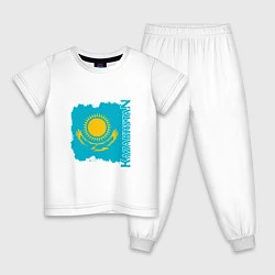Пижама хлопковая детская Kazakhstan Sun, цвет: белый