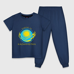 Пижама хлопковая детская Сделано в Казахстане, цвет: тёмно-синий