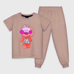 Пижама хлопковая детская БлаБлафанфан, цвет: пыльно-розовый