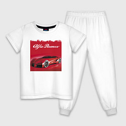 Пижама хлопковая детская Alfa Romeo - красная мечта!, цвет: белый