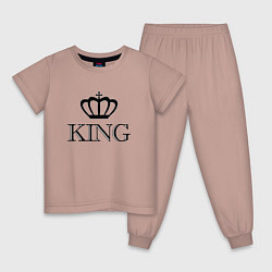 Пижама хлопковая детская KING Парные Король, цвет: пыльно-розовый