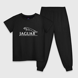 Пижама хлопковая детская Jaguar, Ягуар Логотип, цвет: черный