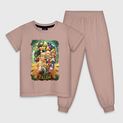 Пижама хлопковая детская Легенда о Зельде арт, цвет: пыльно-розовый