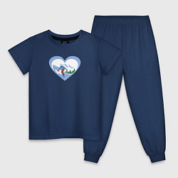Пижама хлопковая детская Сноубординг В Сердце!, цвет: тёмно-синий