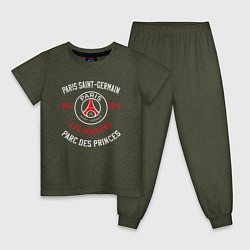 Пижама хлопковая детская PARIS SAINT - GERMAIN ПСЖ ФУТБОЛ, цвет: меланж-хаки