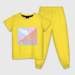 Пижама хлопковая детская Дома в закате, цвет: желтый