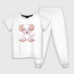 Пижама хлопковая детская Маленький милый песик, цвет: белый