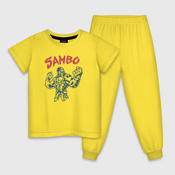 Пижама хлопковая детская Самбо горилла в ярости, цвет: желтый