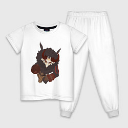 Пижама хлопковая детская Митачурл Хиличурл Genshin Impact, цвет: белый