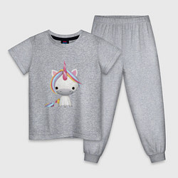 Пижама хлопковая детская Единорог 0006, цвет: меланж