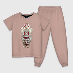 Пижама хлопковая детская Крест викингов, цвет: пыльно-розовый