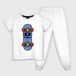 Пижама хлопковая детская Скейтборд крутого пацана, цвет: белый
