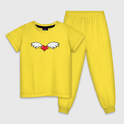 Пижама хлопковая детская HA КРЫЛЬЯХ ЛЮБВИ, цвет: желтый
