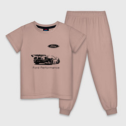 Пижама хлопковая детская Ford Performance Racing team, цвет: пыльно-розовый