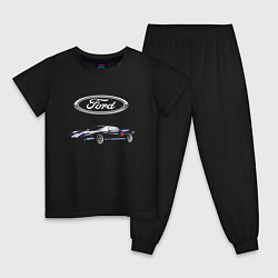 Пижама хлопковая детская Ford Racing, цвет: черный