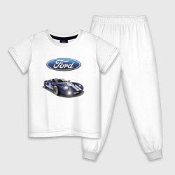 Пижама хлопковая детская Ford Racing team, цвет: белый