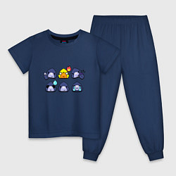 Пижама хлопковая детская Значки на Ворона Пины Бравл Старс, цвет: тёмно-синий