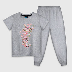 Пижама хлопковая детская Весна Цветущая сакура Japan, цвет: меланж